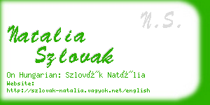 natalia szlovak business card